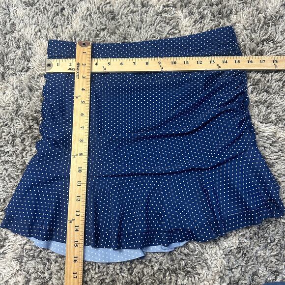 Unique Vintage Alice Swim Skirt High Rise Ruched Retro Blue Polka Dot XXL 2XL 2X - Picture 12 of 15